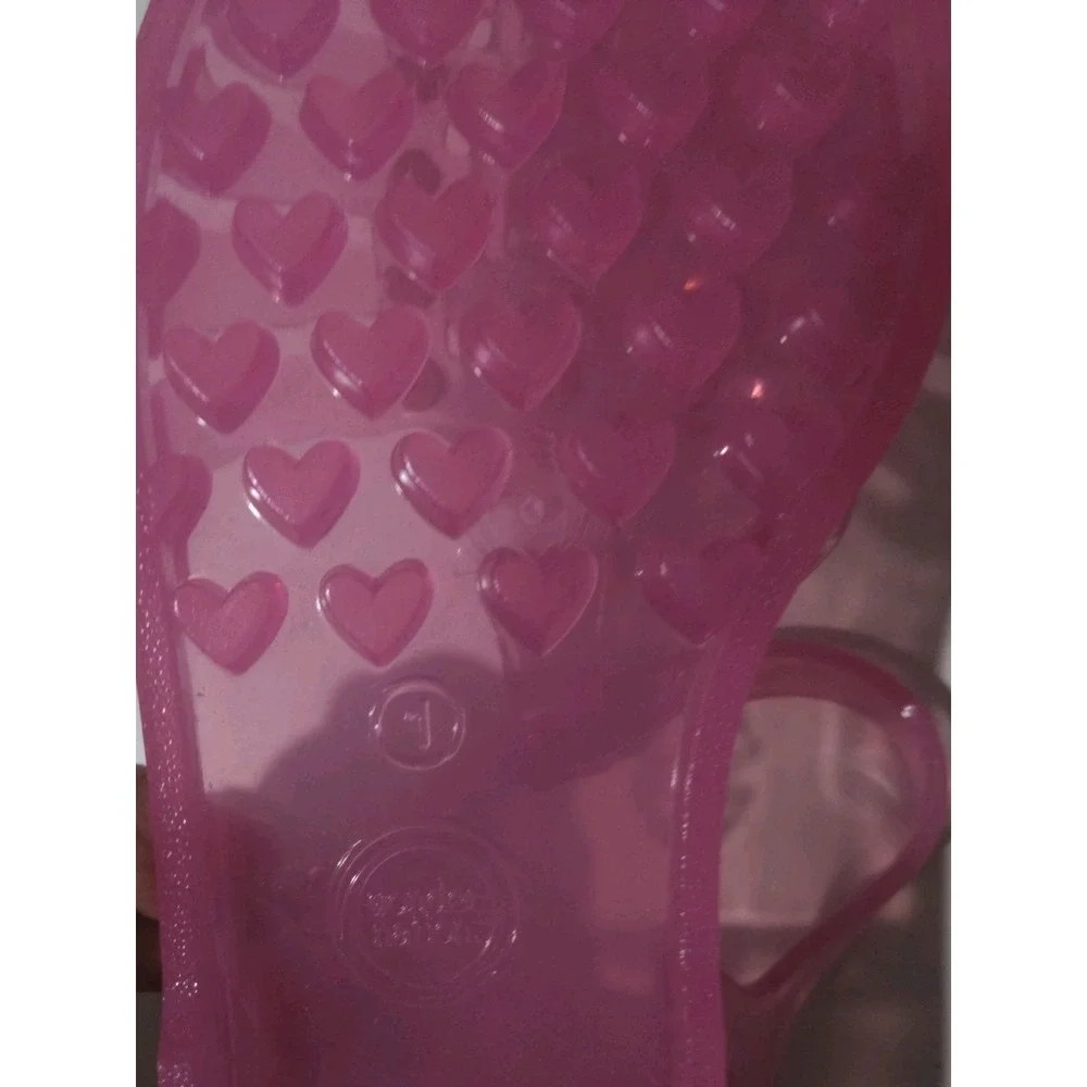 Wonder Nation Girls Pink Embellished Closed Toe Jellies Size 1 NWT